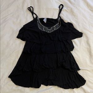 Vanity Black Camisole with Embellished Neckline